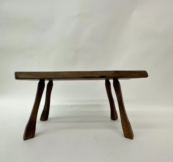 Image 1 of Brutalist solid wood side table, 1970’s