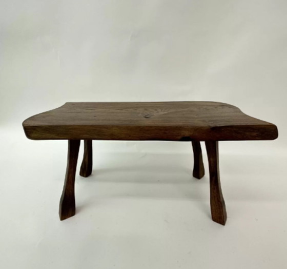 Image 1 of Brutalist solid wood side table, 1970’s