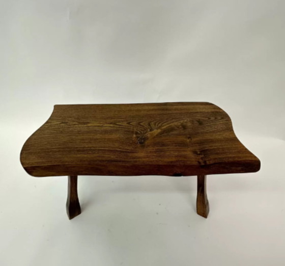 Image 1 of Brutalist solid wood side table, 1970’s