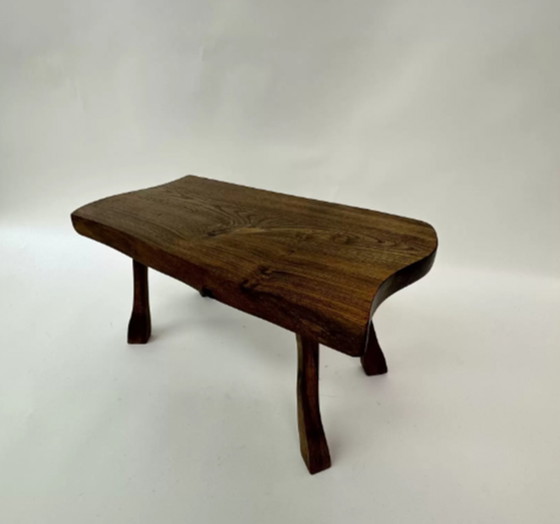 Image 1 of Brutalist solid wood side table, 1970’s