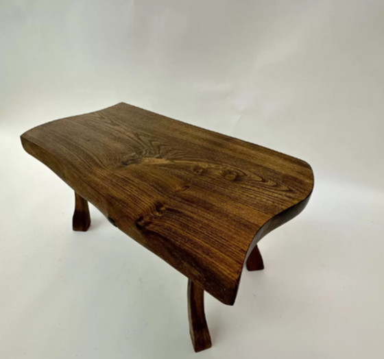 Image 1 of Brutalist solid wood side table, 1970’s