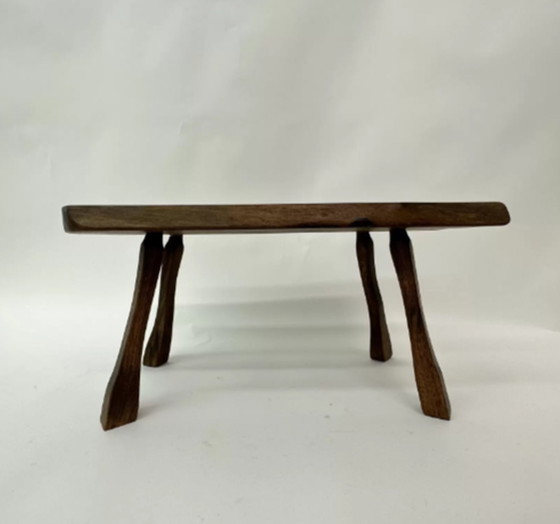 Image 1 of Brutalist solid wood side table, 1970’s