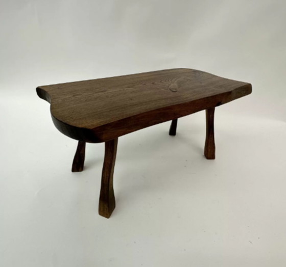 Image 1 of Brutalist solid wood side table, 1970’s