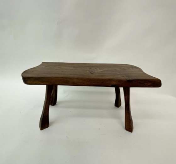 Image 1 of Brutalist solid wood side table, 1970’s