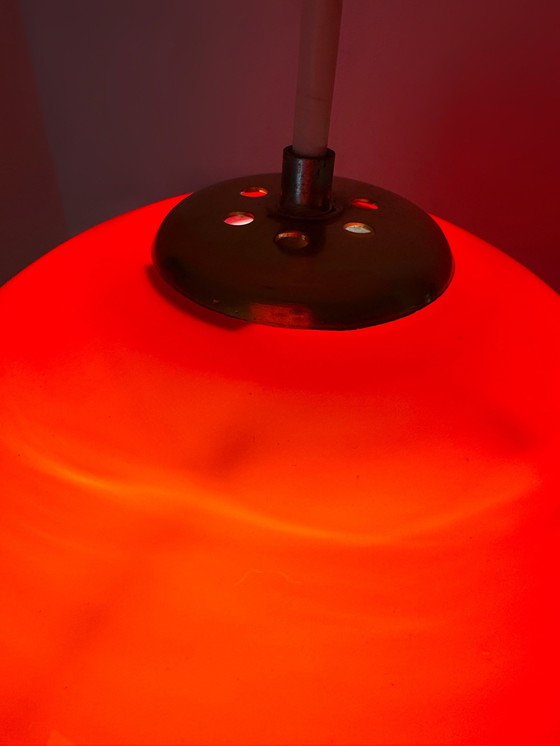 Image 1 of Red Opaline 60's hanging lamp