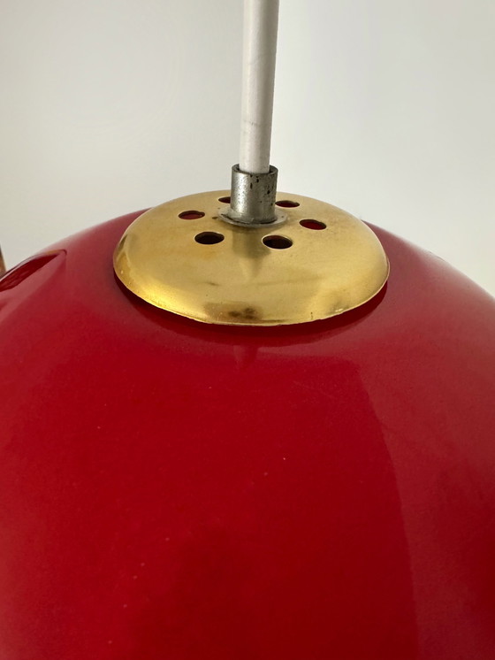 Image 1 of Red Opaline 60's hanging lamp