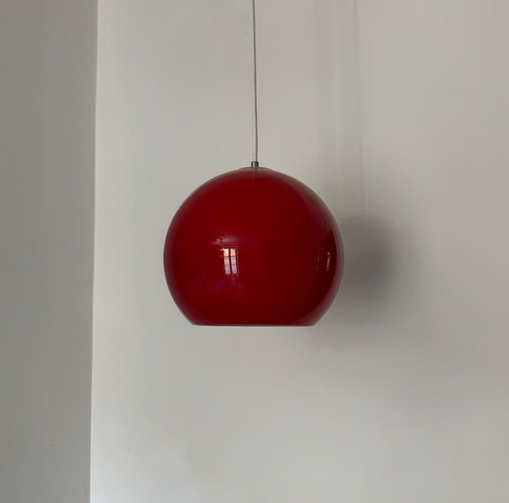 Image 1 of Red Opaline 60's hanging lamp