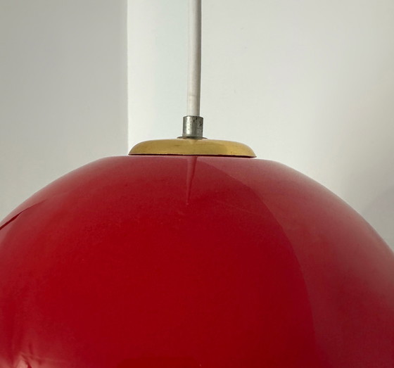 Image 1 of Red Opaline 60's hanging lamp