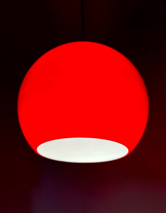 Image 1 of Red Opaline 60's hanging lamp