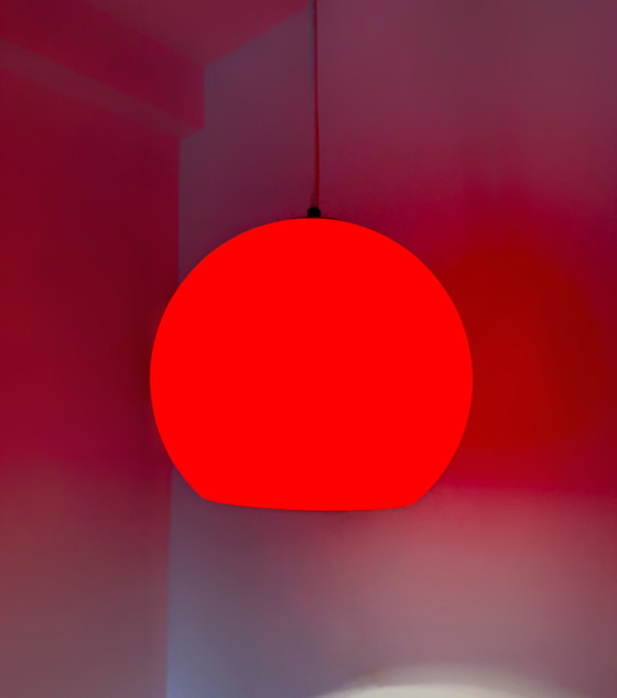 Image 1 of Red Opaline 60's hanging lamp