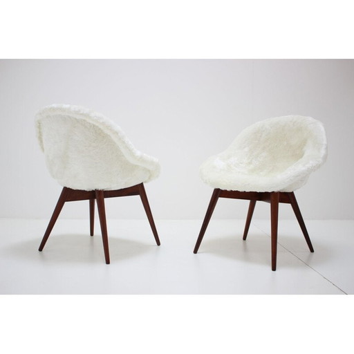 Pair of vintage wooden lounge chairs by Miroslav Navratil, Czechoslovakia 1960