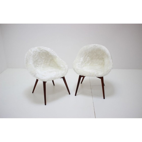 Image 1 of Pair of vintage wooden lounge chairs by Miroslav Navratil, Czechoslovakia 1960