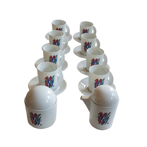 Alphabet Letter W Coffee Set by Marcello Morandini for Rosenthal, 1989, Set of 10