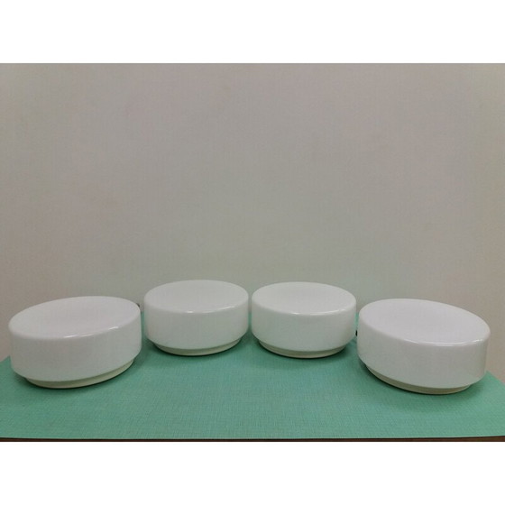 Image 1 of Set of 4 vintage metal and glass ceiling lamp by Drupol, Czechoslovakia 1970