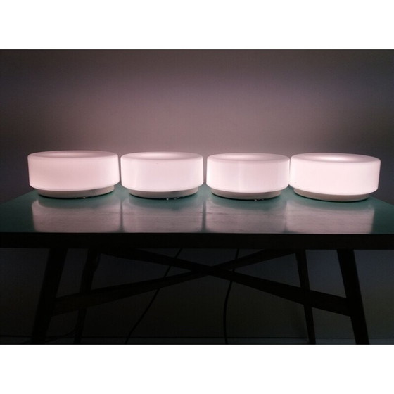 Image 1 of Set of 4 vintage metal and glass ceiling lamp by Drupol, Czechoslovakia 1970