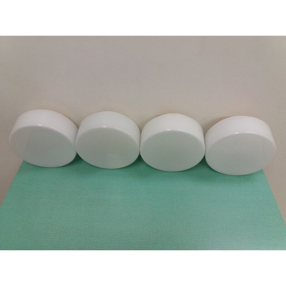 Image 1 of Set of 4 vintage metal and glass ceiling lamp by Drupol, Czechoslovakia 1970