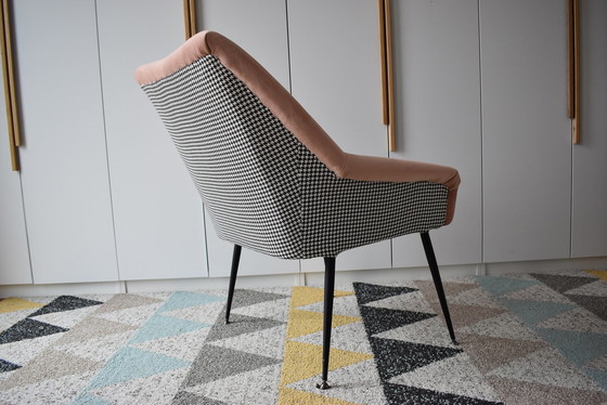 Image 1 of Vintage Armchair Shell, 1960S,Deutsche Democratische Republic, Fully Restored, Salmon Velvet