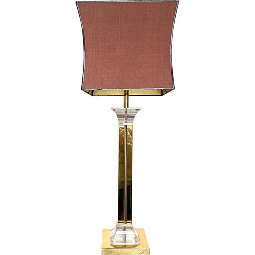 Lampada da tavolo vintage in ottone e lucide in stile Hollywood Regency
