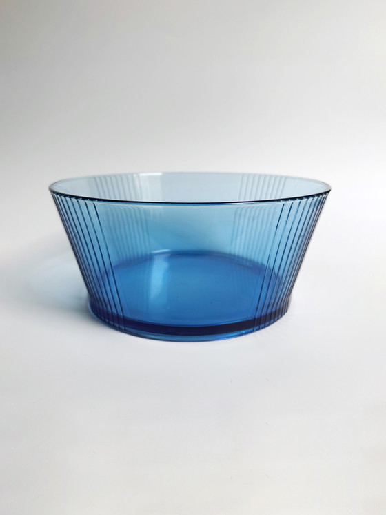 Image 1 of Art Deco Revival 80s Table Set Plate Bowl Glass Blue Serving