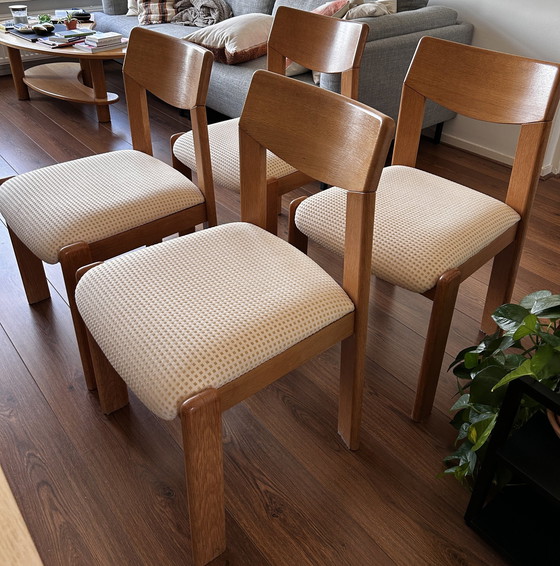 Image 1 of Set Of 4 Danish Solid Oak Wood Mid-Century Modern Chairs