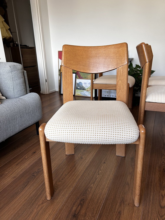 Image 1 of Set Of 4 Danish Solid Oak Wood Mid-Century Modern Chairs