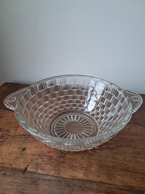 Faceted Glass Fruit Bowl. Art Deco