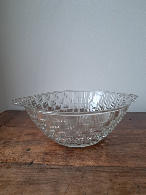 Faceted Glass Fruit Bowl. Art Deco