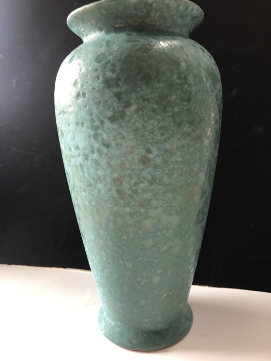 Image 1 of Vase Scheurich turquoise avec éponge