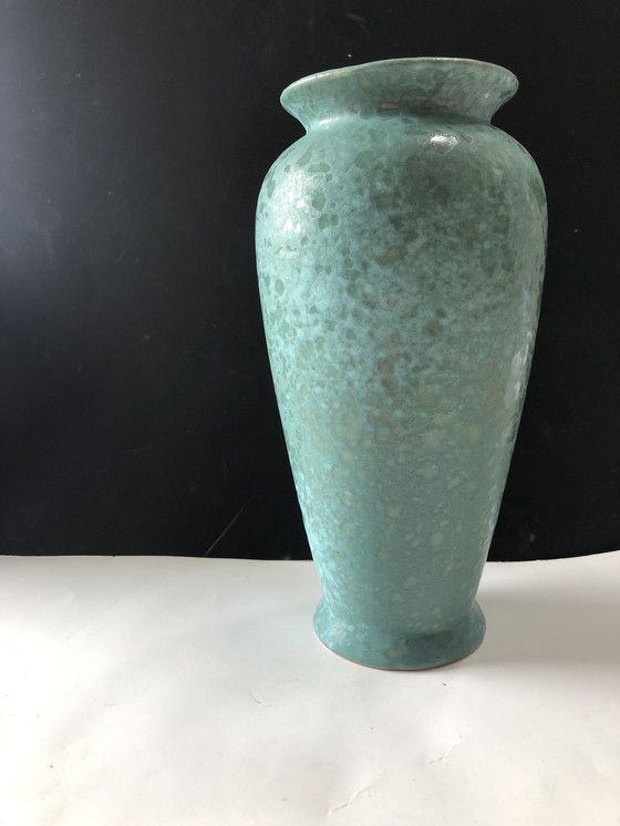 Image 1 of Vase Scheurich turquoise avec éponge