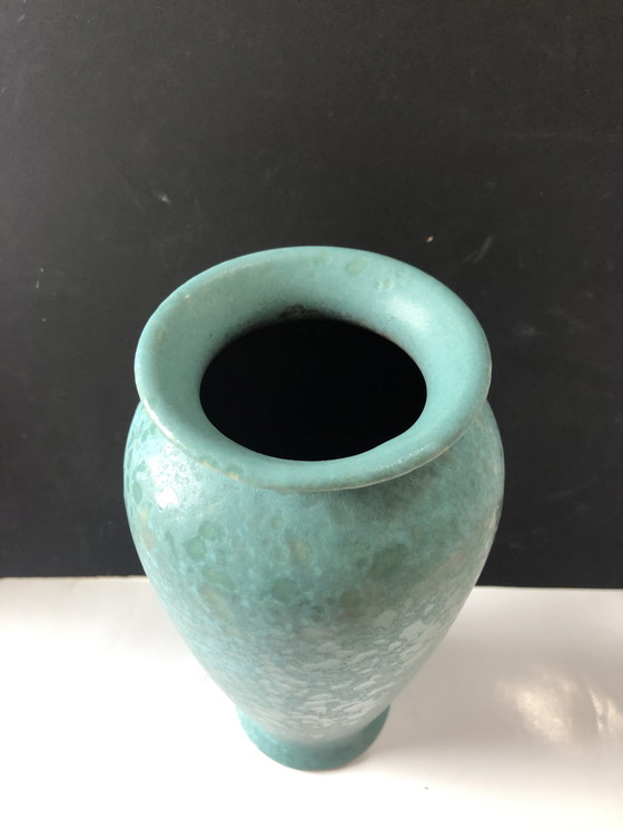 Image 1 of Vase Scheurich turquoise avec éponge