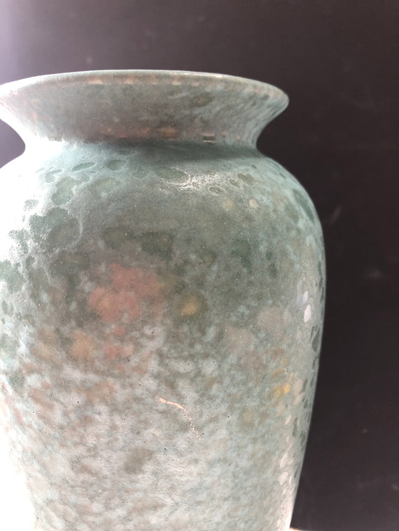 Image 1 of Vase Scheurich turquoise avec éponge