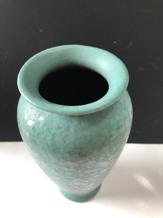 Image 1 of Vase Scheurich turquoise avec éponge