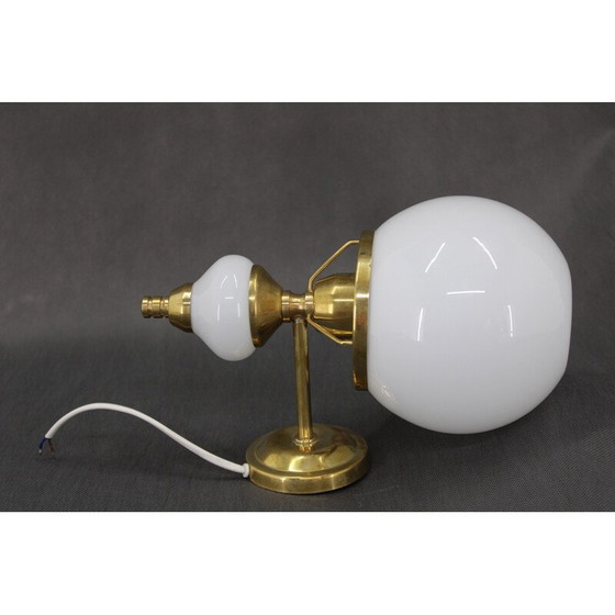 Image 1 of Pair of vintage brass and glass wall lamp, Czechoslovakia 1970