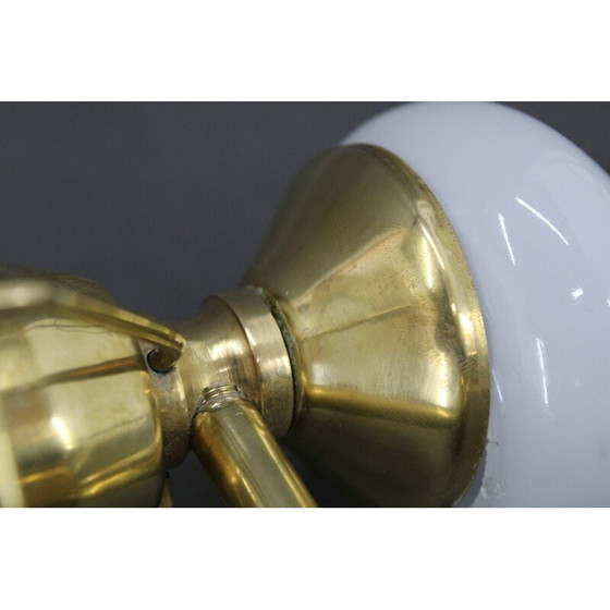 Image 1 of Pair of vintage brass and glass wall lamp, Czechoslovakia 1970