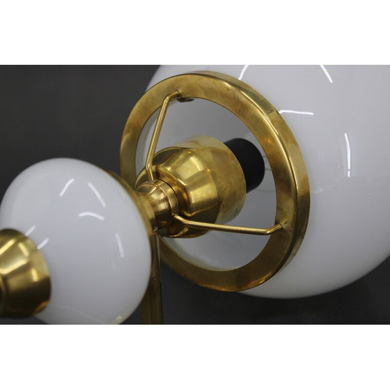Image 1 of Pair of vintage brass and glass wall lamp, Czechoslovakia 1970