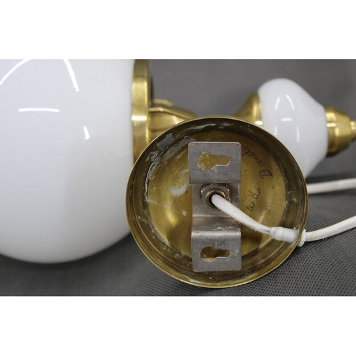 Pair of vintage brass and glass wall lamp, Czechoslovakia 1970