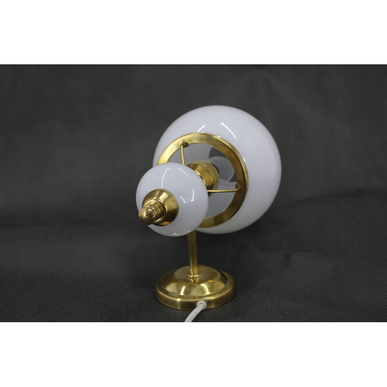 Image 1 of Pair of vintage brass and glass wall lamp, Czechoslovakia 1970