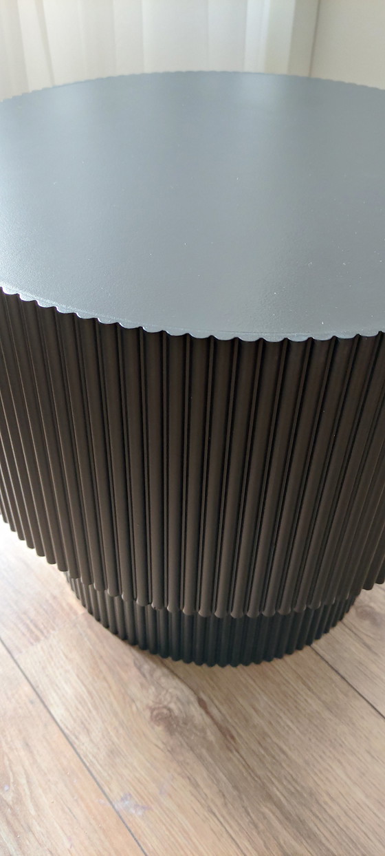 Image 1 of Modern round black wooden side table