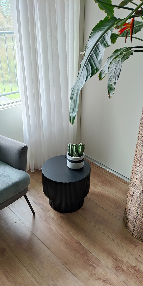 Image 1 of Modern round black wooden side table