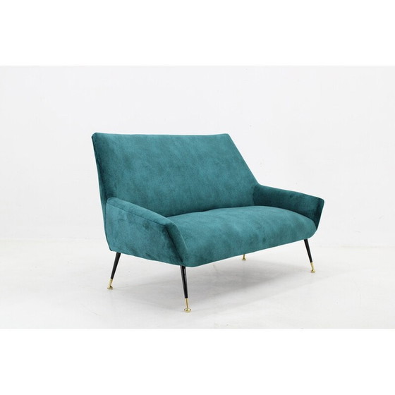 Image 1 of Vintage 2-seater sofa in velvet fabric, Italy 1950