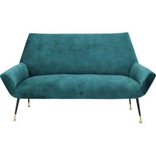 Vintage 2-seater sofa in velvet fabric, Italy 1950