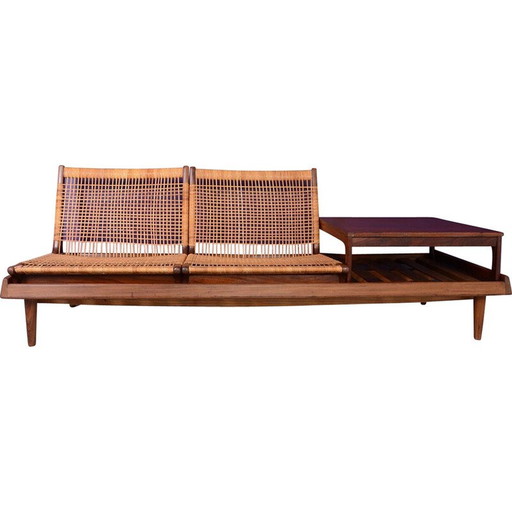 Vintage 2-seater sofa model 161 in solid teak by Hans Olsen for Bramin, Denmark 1957