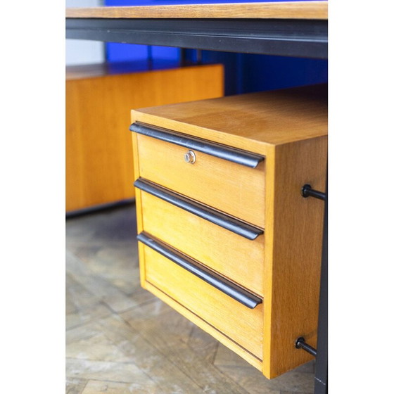 Image 1 of Scrivania vintage in rovere e metallo laccato, Francia 1970