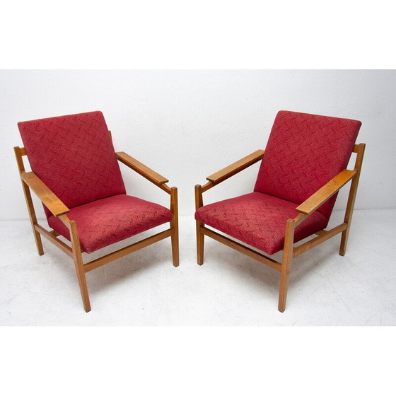 Image 1 of Coppia di poltrone vintage in legno di faggio e cuscini, 1960