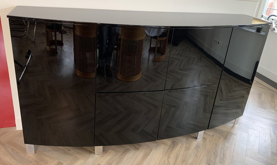 Image 1 of High Black Lacquered Sideboard Cabinet 