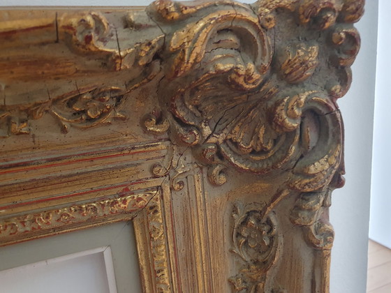 Image 1 of Cadre baroque en bois massif couleur or