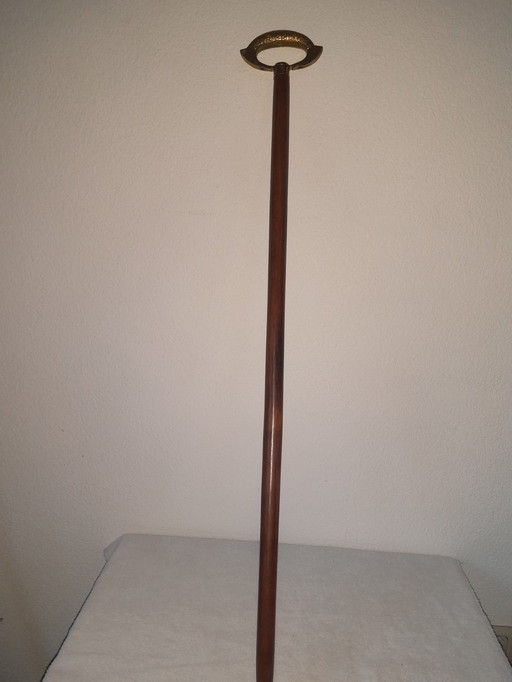 English Hardwood Walking Stick With Copper Handle