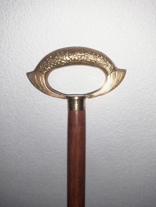 English Hardwood Walking Stick With Copper Handle