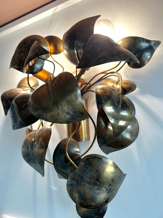 Image 1 of Vintage wall lamp leaves in bronze