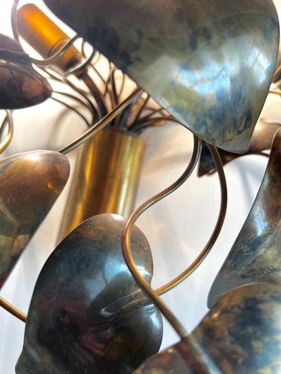 Image 1 of Vintage wall lamp leaves in bronze